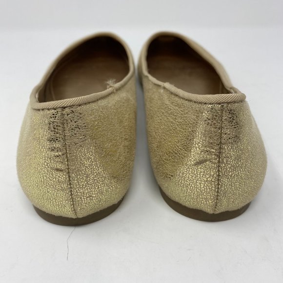 Ann Taylor Loft Gold Crackle Pointed Toe Slip On - Picture 7 of 8